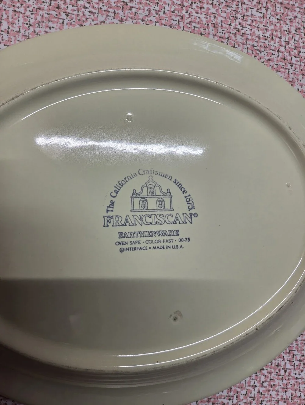 Vintage Franciscan Picnic Oval Serving Platter Green Yellow Daisy 12